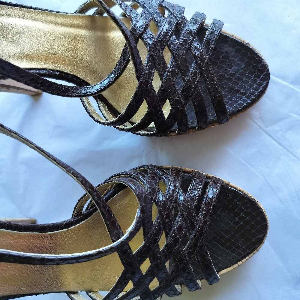 Coach Dawn Black Tan Open Toe Strappy Sandal 7.5 - Picture 8 of 12